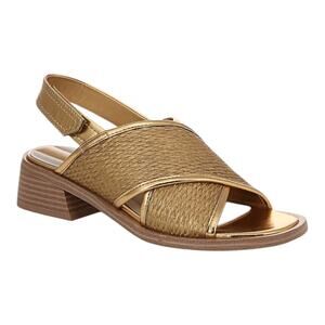 Franco Sarto Women's Silvie 2 Square Toe Slingback Sandals Gold Size 6